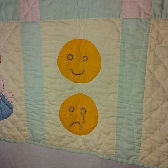 Handmade Quilted Baby Wall Hanging Yellow Green Animals Turtle Mice Ducks READ - Picture 5 of 16